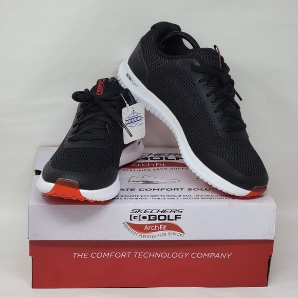Skechers GO GOLF Men's Size 8 Max Fairway 3 Water Repellent BLACK/RED 214029 New - Picture 1 of 13